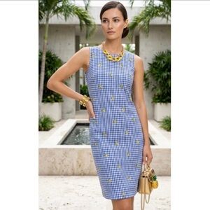 Talbots Lemons & Gingham Shift Dress